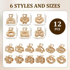 Small Metal Hair Clips 12 PCS 0.98 Inch Mini Gold Hair Clips for Women Girls Hairs Accessories for Shopping Work Beach Vacation Wedding (Gold)