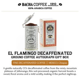 Bacha Coffee | El Flamingo Single Origin Decaffeinated Coffee Autograph Collection, Medium Dark Roast, 100% Arabica Ground Beans, 250g