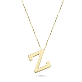 Wish Carat 14k Real Gold Dainty Charm Necklace for Women | Letter Initial Necklaces for Women | Custom Pendant Jewelry | Birthday or Valentines Day Gifts | Collar de Oro para Mujer | 18'', Z