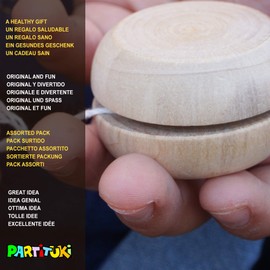 Partituki Pack of 10 Wooden Yoyos. Great Idea for Birthday Party Gifts Kids School and Pinatas for Children's Celebrations