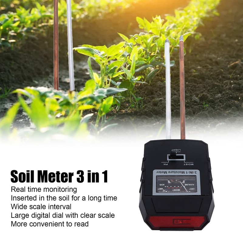 Soil Meter 3 in 1 Simple PH Moisture Plants Illumination