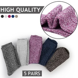Chalier Finery 5 Pack Womens Socks Wool Thermal Warm Knitting Ladies Socks for Winter SIZE4-8