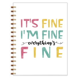 Qnhij Qnhij I'm Fine Everything's Fine Inspirational Spiral Notebook 5.5x8.3, Trendy Funny Sarcastic Quote Notebook, Mental Health Journal for Women, Funny Office Supplies