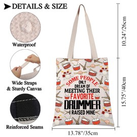 PLITI Drummer Tote Bag Drummer Gifts Drum Player Percussion Lover Gift Marching Band Drum Major Gifts Percussionist Gift (raised drummer TGU)