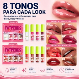 Lip Gloss Hidratante de 8 Colores, Lip Oil Transparente, Efecto Espejo, No pegajoso, Nutritivo y Duradero, No Se Desvanece Fácilmente, Cuidado Labial, Adecuado para Maquillaje Diario, Regalos