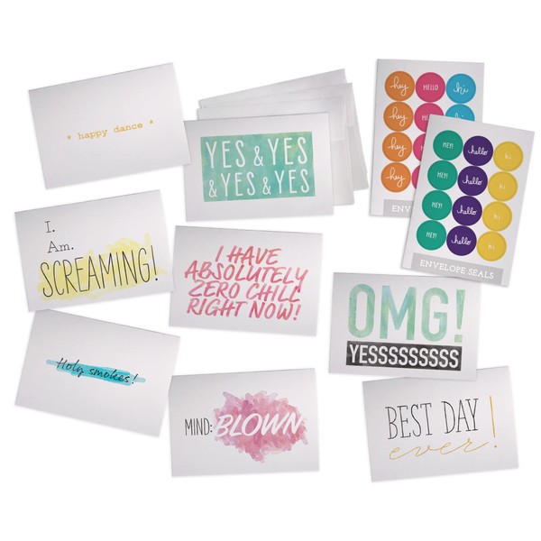 Fun & Colorful All Occasion Congrats Cards - 24 Cards & Envelopes with Colorful Seals - Assortment of Sassy Greeting Cards for Graduation, Engagement, Baby Showers, or Weddings