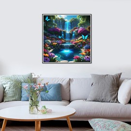 Diamond Art Kits for Adults, Diamond Painting Kit for Adults Beginner Diamond Art kit DIY Full Drill with Diamonds Gem Art for Home Wall Decor Waterfall13.8x13.8inch