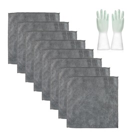 TYGFRT 8Pcs Fiber Cleaning Cloth, 1 Pair Cleaning Gloves, Kitchen Cleaning Cloths, Rolled Microfiber Cleaning Cloth, Car Care Cleaning Cloth