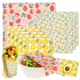 9 Pcs Beeswax Food Wraps, Reusable Beeswax Wraps for Food Safe Easy to Use Flower Patterns Beeswax Paper Washable Beeswax Wraps Sustainable Organic Cotton Food Wraps for Food Storage (Style A)