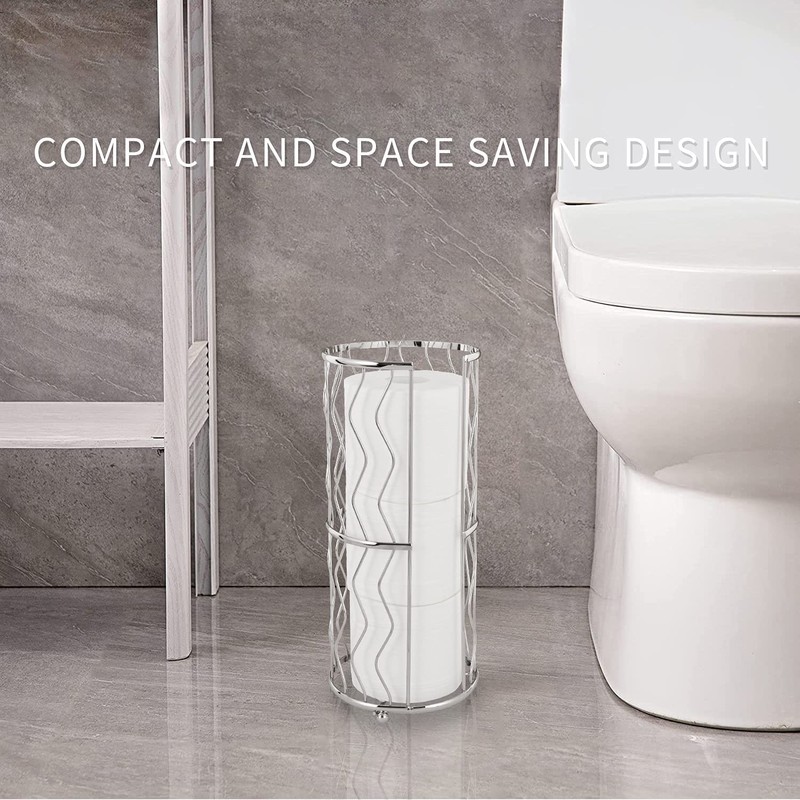 Megier Decorative Metal Standing Toilet Tissue Holder for Bathroom/Powder Room,