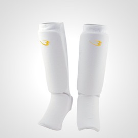 BODYMAKER Leg Supporter Regular (1 Pair) KD012 for Martial Arts Calf Kids Achilles Tendon Punch Protector Heel Elbow Guard Kick Full Contact Karate Shin Toe Knuckle Guard L White