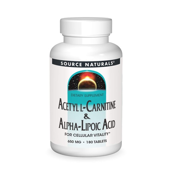 Source Naturals Acetyl L-Carnitine & Alpha-Lipoic Acid 650mg - 180 Tablets