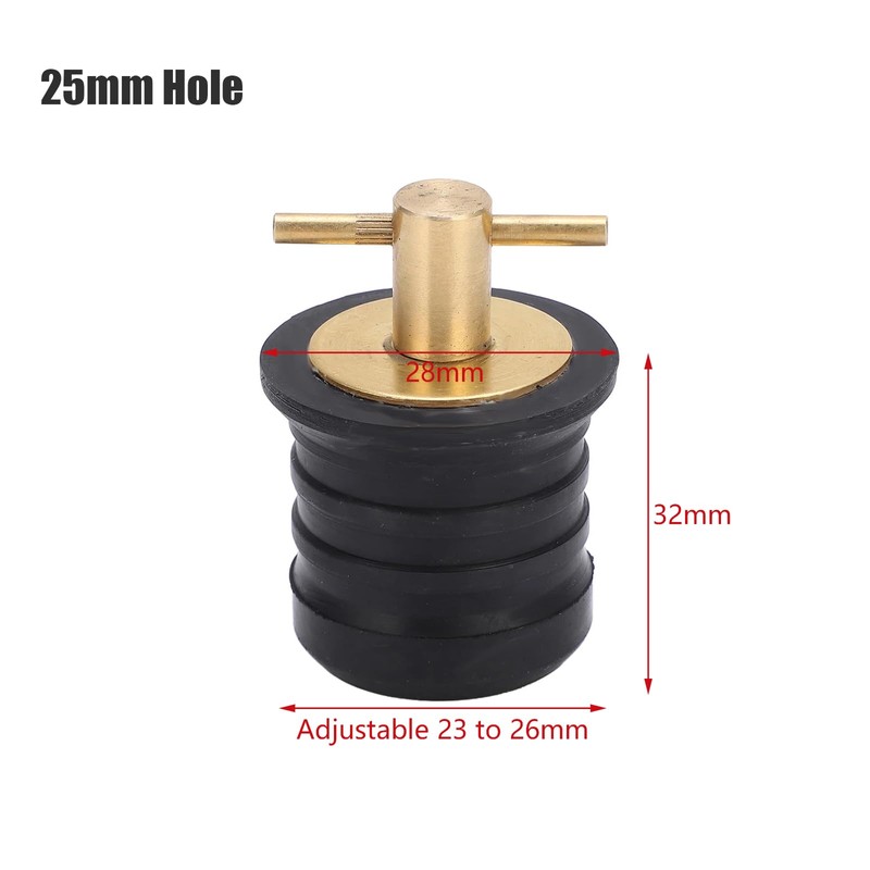 IGTOPS Brass T-Handle 1 Inch or 1-1/4 Inch Drain Plug