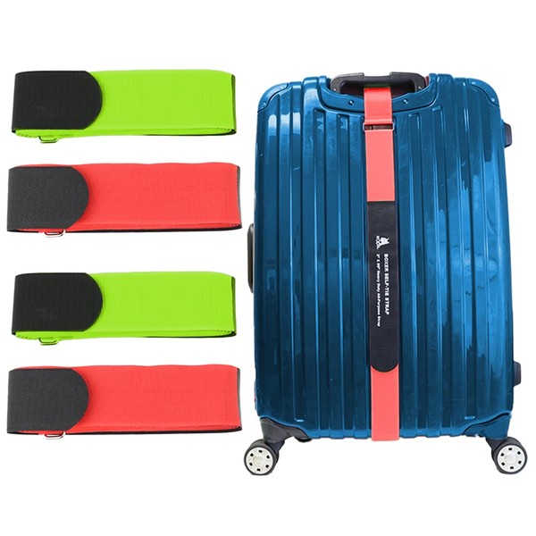 Boxer 4 Pack Velcro Luggage Straps for Travel, Heavy Duty