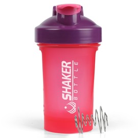 XTKS Shaker Bottle,400ml Small Protein Shaker Bottle with Mixing Ball, Portable 14oz GYM Shakes Cup for Workout,BPA free, 100% Leak Proof,Dishwasher Safe（Pink） | XTKS