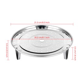 DS. DISTINCTIVE STYLE Steamer Rack 8.5 Inch Stainless Steel Steaming Rack Steam Tray with Removable Legs for Steamer Cookware Instant Pressure Cooker Multi-functional Steamer Basket