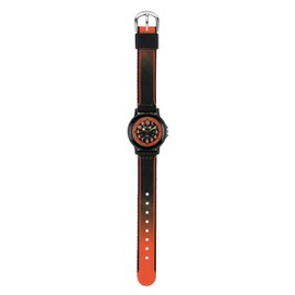 JACQUES FAREL KSB 0564 Boys' Watch Quartz Analogue Fabric Strap Black Orange, Black Orange, Strap
