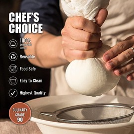 FT Fashion Track Muslin Cloths for Cooking, Cheese Cloths for Straining, Baking and Filtering, 50 x 50cm, Grade 90 - Lint-Free 100% Unbleached Cotton Reusable Fabric (Pack of 6)