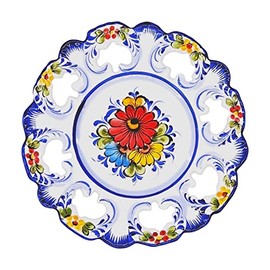 Faireal Hand Painted Portuguese Ceramic Wall Decor Hanging Plate Made in Portugal, Blue and White, 10 x 10 x 1 inches (AVID-486)