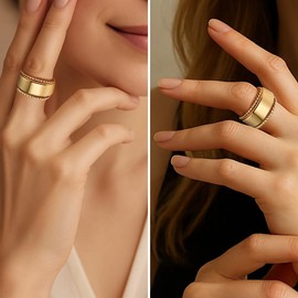 CARITATE 2 Pack Stacking Rings for Oura Ring Gen 4/Gen 3, 14k Gold Plated Twist Rope Ring Non Tarnish, Thin Oura Stacking Ring for Women Size 7-10, Smart Rings Accessories