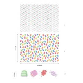 Cheerland Gummy Bear Wrapping Paper Candy Gift Wrap for Candyland Themed Birthday Party Baby Shower Decorations and Supplies for Boys Girls Bday Supplies - Pack of 12 Sheets