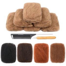 DAIXI Afro Kinkys Bulk Human Hair, 50 Gram Fluffy Soft Kinky Curly Bulk for Dreadlocks Repairing, Micro Twist Braiding, Length Extending, Blend Seamlessly with African hair (#27 Blonde, 16 Inch)