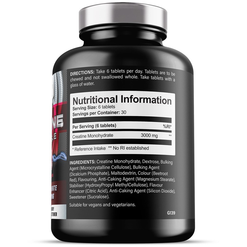 Chewable Creatine Tablets (Berry Flavour) - 3000mg Chewable Creatine Monohydrate
