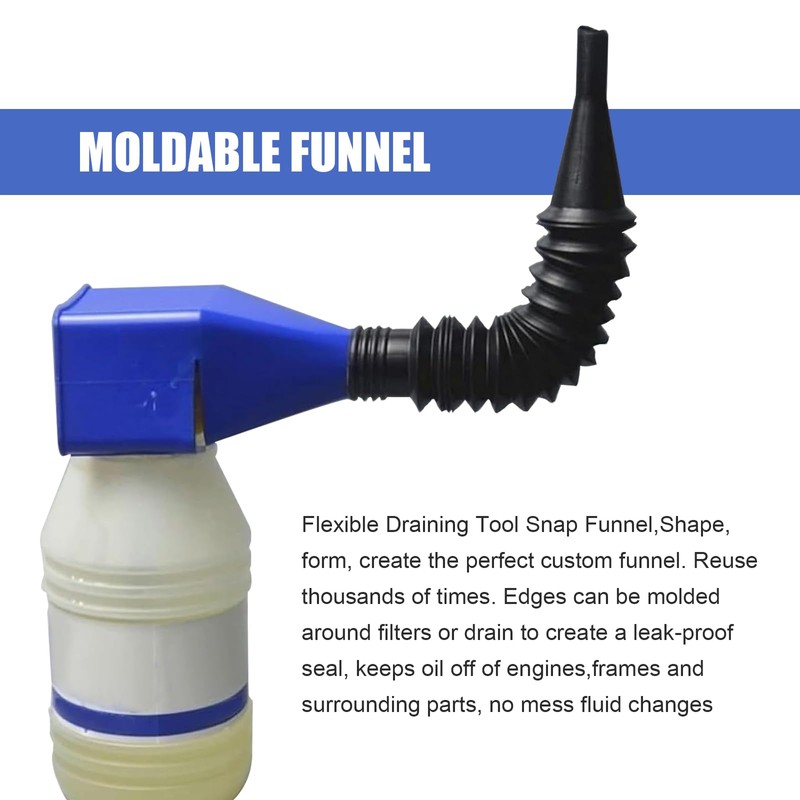 Car Flexible Oil Draining Funnel, Plastic Foldable Hand-Free Funnel, Universal