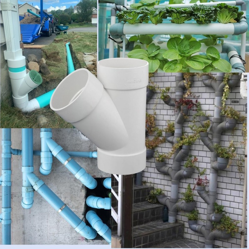3" PVC 45 Degree Wye DWV Sanitary Y-TEE Street for