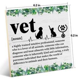 Vet Appreciation Gifts for Men Women, Thank You Gifts for Veterinary Vet Tech Animal Doctor Veterinary Graduation Retirement Christmas, Vet Definition Wood Plaque Sign for Home Office Desk