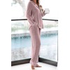 Aamikast Women's Two-piece Classic knit Pajama Sets Long Sleeve Button