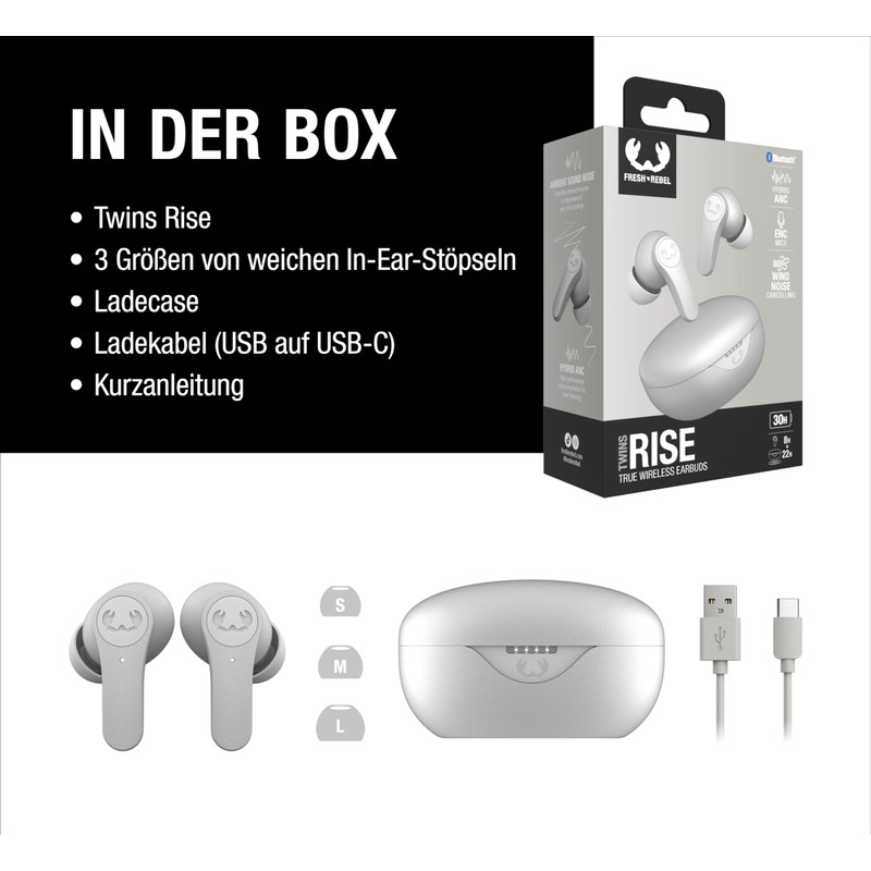 Fresh 'n Rebel Twins Rise, kabellose In-Ear-Bluetooth-Kopfhörer mit Geräuschunterdrückung, Ambient