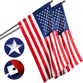 UD_USA American Flag 3x5 Ft 2-Pack Pole Sleeve Embroidered Polyester By G128
