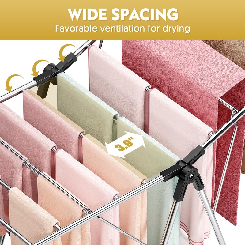 APEXCHASER Clothes Drying Rack, Drying Rack Clothing with Height-Adjustable, Foldable