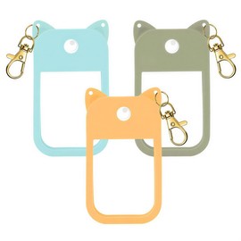 BestStone Silicone Case for Touchland Hand Sanitizer Spray 1FL OZ/30ml – Cute Pet Ear Design with Portable Keychain(Light Blue + Gray + Khaki)