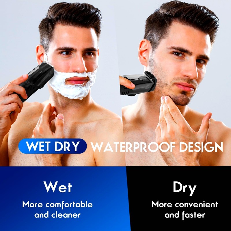 Vacuum Beard Trimmer for Men Rechargeable, IPX6 Waterproof Mustache Trimmer