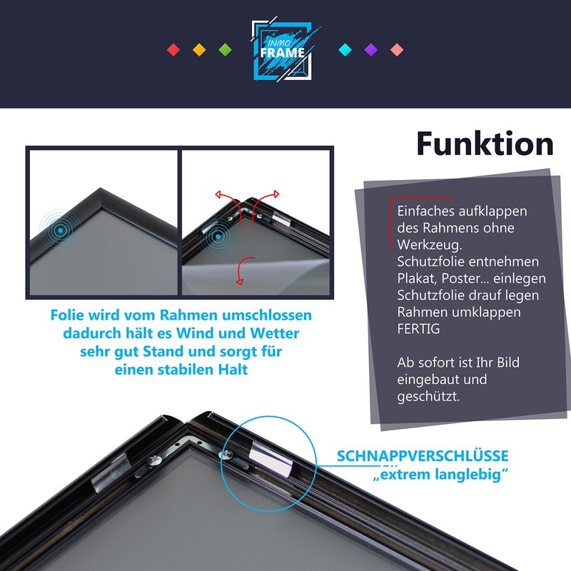 INMO Aluminium Folding Frame DIN A4 with Aluminium Profile without