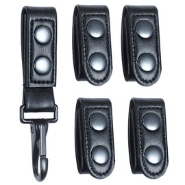TAFTACFR Black Plain Duty Belt Keeper with Double Snaps(Set of 4) +1 Keeper with Strong Plastic Key Clip(1 Pack)