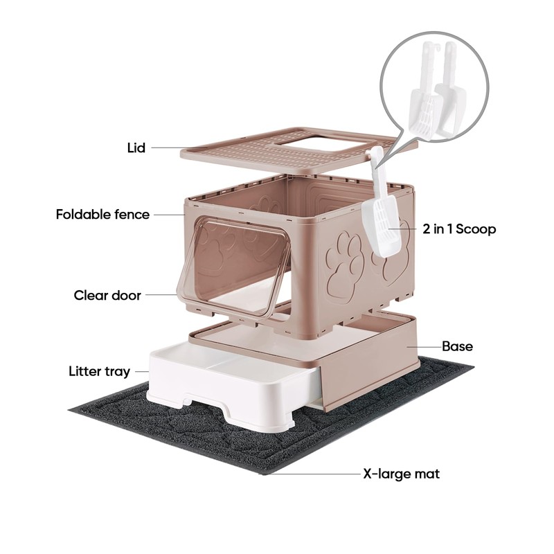 Medario Cat Litter Box with X-Large Litter Mat and Scoop,