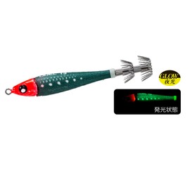Duel A1734-RLRM Lead Squid Jig EZ-Bait Metal, No. 25, Real Luminous Red Green, Squid Metal