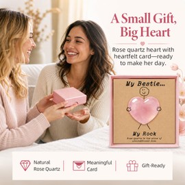 Pocket Hug Gift for Bestie, Rose Quartz Heart Crystal with Card, Emotional Support Pocket Hug Keepsake for Daily Carry Home Decor, Birthday Christmas Friendship Gift