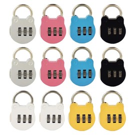 Kellegour Pack of 12 Luggage Lock, Combination Lock, 3 Digit Suitcase Lock, Combination Lock, Padlock Wire Rope, Mini Password Lock, Cute Luggage Lock for Travel Bag, Door Cabinets (6 Colours)