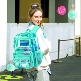 UFNDC 3PCS Clear Backpack Heavy Duty, See Through School Bag for Women, Green Transparent Bookbag
