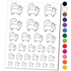 Fun-Loving Munchkin Cat Temporary Tattoo Water Resistant Fake Body Art Set Collection - Black (One Sheet)