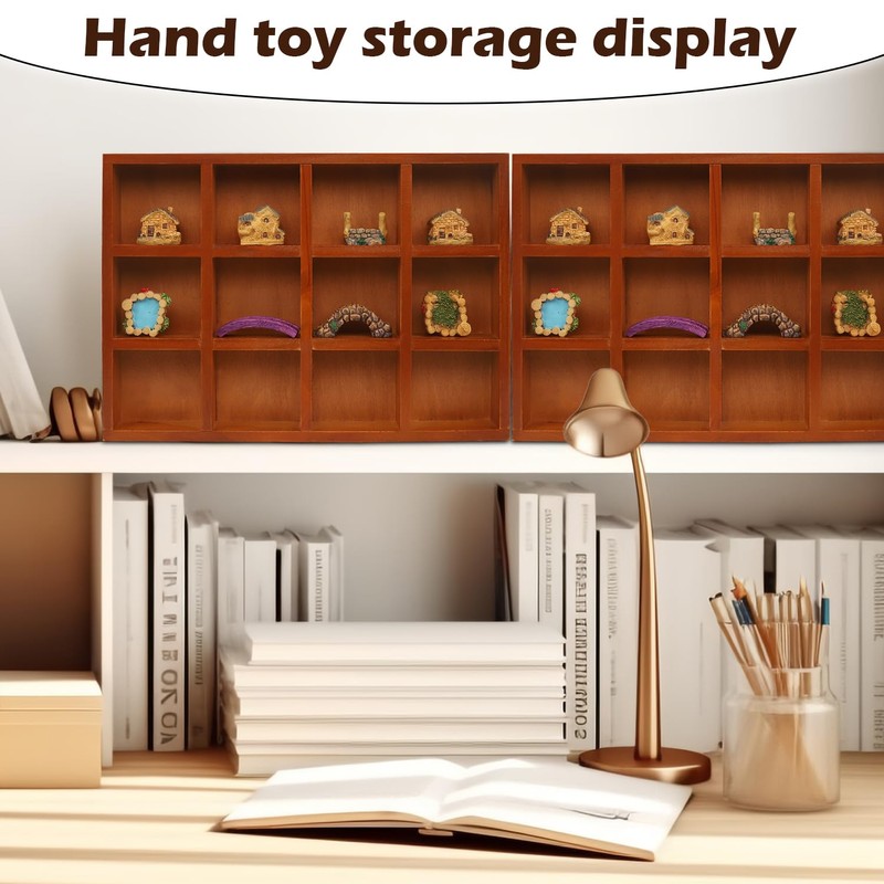 Wooden Drawer Organizer, 2 Pack 12 Grid Jewelry Organizer Tray