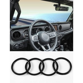 Savadicar Black Interior Accessories - AC Air Vent Trim Ring Cover for 2018-2023 Jeep Wrangler JL JLU 4XE & Gladiator JT - Solid Color Interior Decor Upgrade Option, 4-Piece