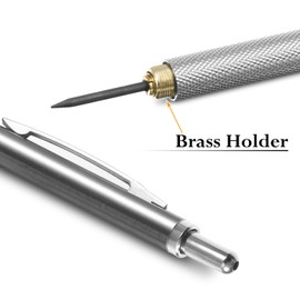 teng hong hui Full Metal Mechanical Pencil 2.0 mm Mechanical Lead Holder Clutch Pencil Artist Mechanical Pencils with12 Counts Lead Refill for Drawing, Sketching, Architecture Drafting