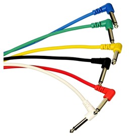 OmniaLaser - Audio Cable Jack Mono 6.3 mm Angled for Guitar, Bass, Pedalboard - Coloured - 6 Pieces 1 Metre