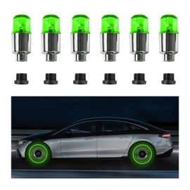 Kewucn 6 PCS LED Tire Valve Lights, Neon Spoke Flash Light Bulb Tire Valve Cap LED Wheel Lights, Waterproof Wheel Tyre Valve Cap Lamp for Bike Motorcycle Truck, Car Accessories (Green)