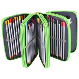 Dubens Large Capacity 72 Slots Pencil Bag, Children's Colouring Pencils Box, Pencil Case, Colouring Pencils Box, Pencil Case, Pencil Case, School Case, Pencil Case (Black)